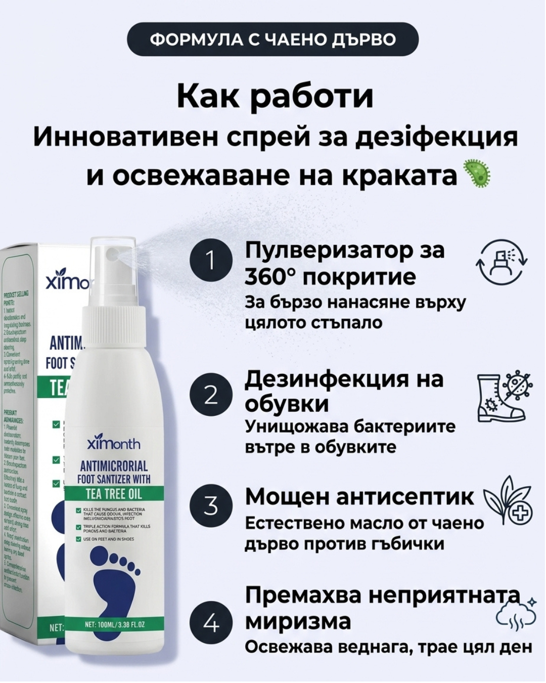Антимикробен Дезинфекциращ Спрей за Крака и Обувки